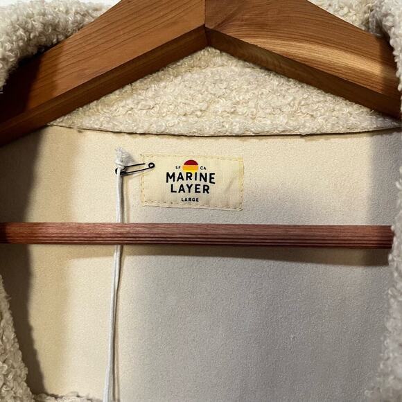 Marine Layer Women’s Quebec Sherpa Jacket Size L Antique White NEW - Picture 9 of 10
